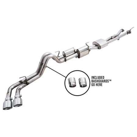 AWE 16-22 Toyota Tacoma 0FG Catback Exhaust w/ BashGuard - Dual Chrome Silver Tips - NP Motorsports