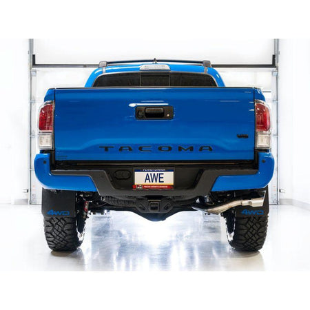 AWE 16-22 Toyota Tacoma 0FG Catback Exhaust w/ BashGuard - Dual Chrome Silver Tips - NP Motorsports