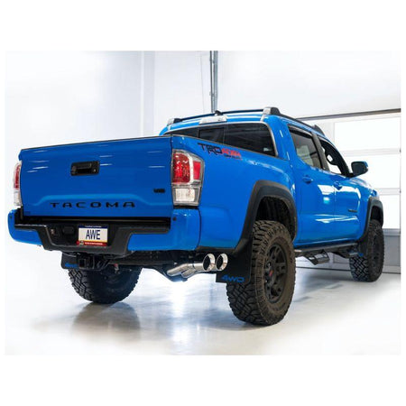 AWE 16-22 Toyota Tacoma 0FG Catback Exhaust w/ BashGuard - Dual Chrome Silver Tips - NP Motorsports