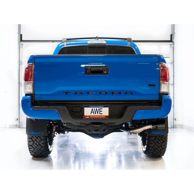 AWE 16-22 Toyota Tacoma 0FG Catback Exhaust w/ BashGuard - Dual Diamond Black Tips - NP Motorsports