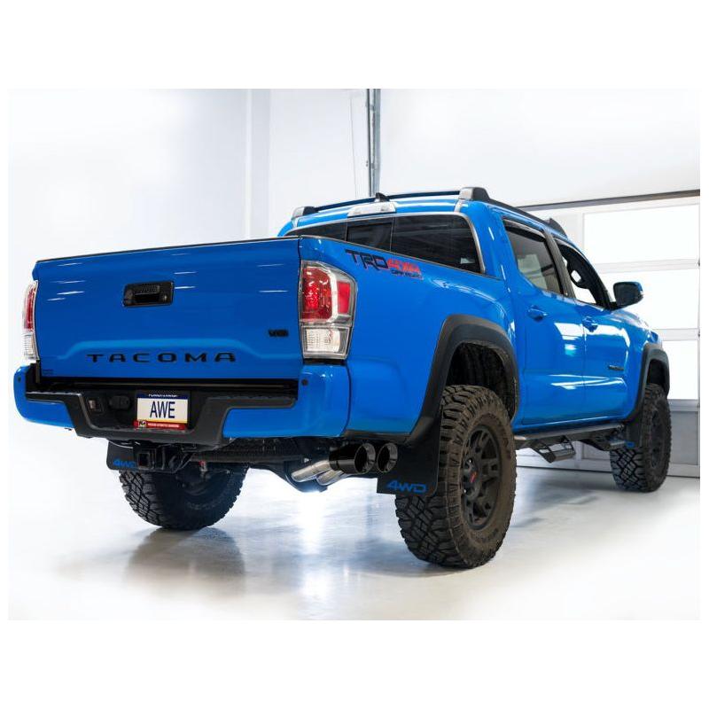 AWE 16-22 Toyota Tacoma 0FG Catback Exhaust w/ BashGuard - Dual Diamond Black Tips - NP Motorsports