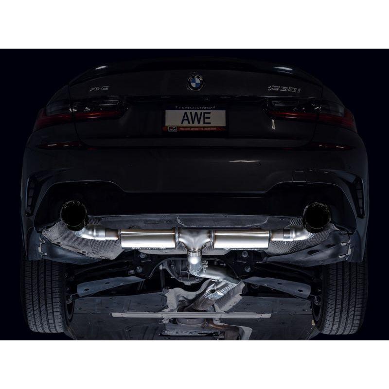 AWE 19-23 BMW 330i / 21-23 BMW 430i Base G2X Touring Axle Back Exhaust - Diamond Black - NP Motorsports