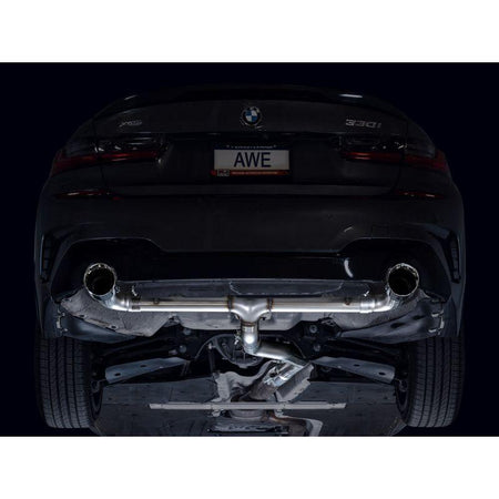 AWE 19-23 BMW 330i / 21-23 BMW 430i Base G2X Track Edition Axle Back Exhaust - Chrome Silver - NP Motorsports