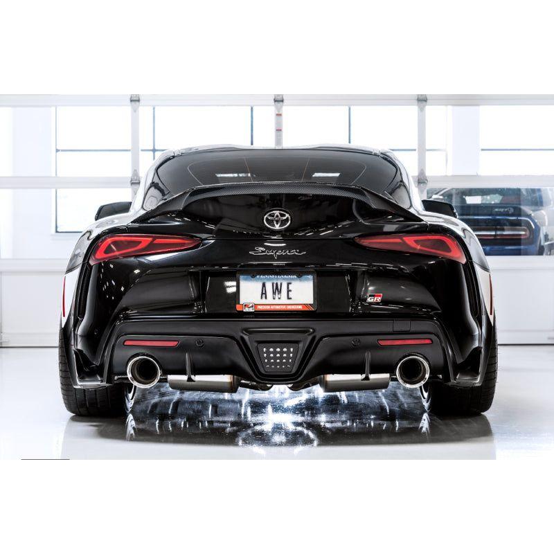 AWE 2020 Toyota Supra A90 Resonated Touring Edition Exhaust - 5in Chrome Silver Tips - NP Motorsports