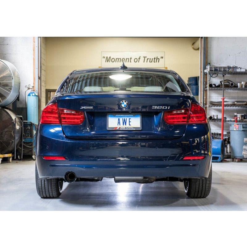 AWE Tuning 13-18 BMW 320i (F30) Touring Edition Exhaust w/ Perfomance Mid Pipe - Diamond Black Tips - NP Motorsports