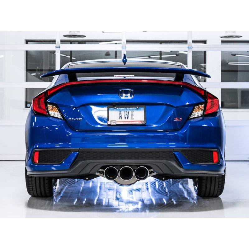 AWE Tuning 17-20 Honda Civic Si 1.5L Turbo Dual-to-Triple Tip Conversion Kit - Chrome Silver Tip - NP Motorsports