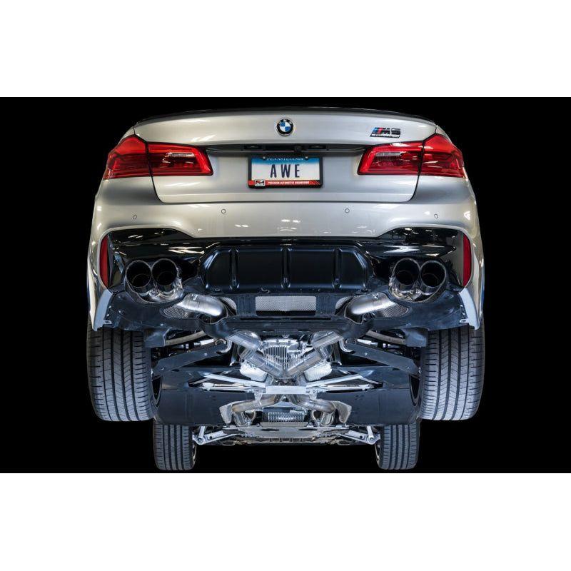 AWE Tuning 18-19 BMW F90 M5 SwitchPatch Cat-Back Exhaust- Black Diamond Tips - NP Motorsports