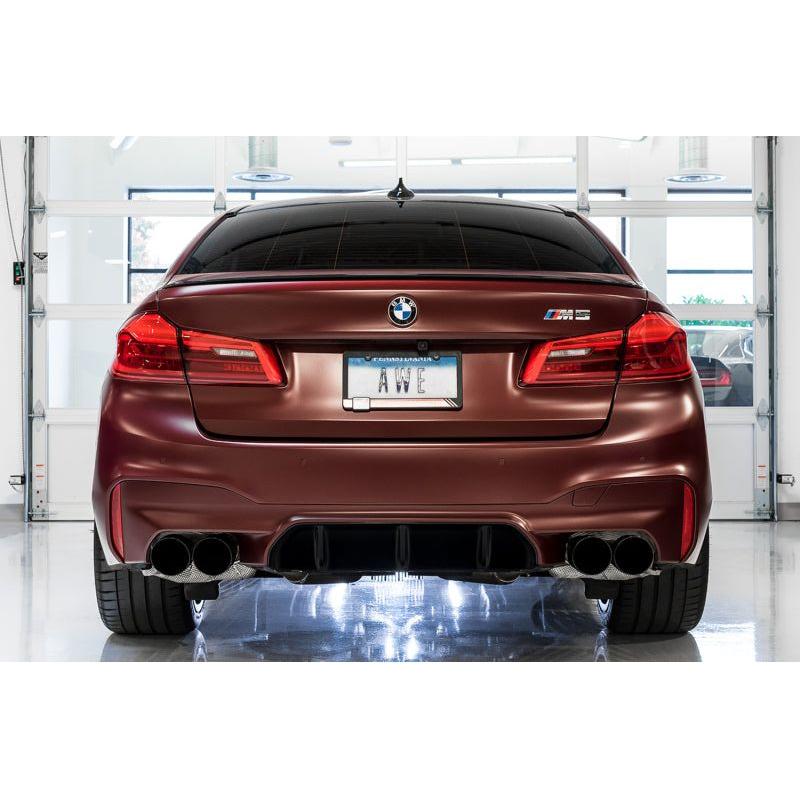 AWE Tuning 18-19 BMW M5 (F90) 4.4T AWD Cat-back Exhaust - Track Edition (Diamond Black Tips) - NP Motorsports