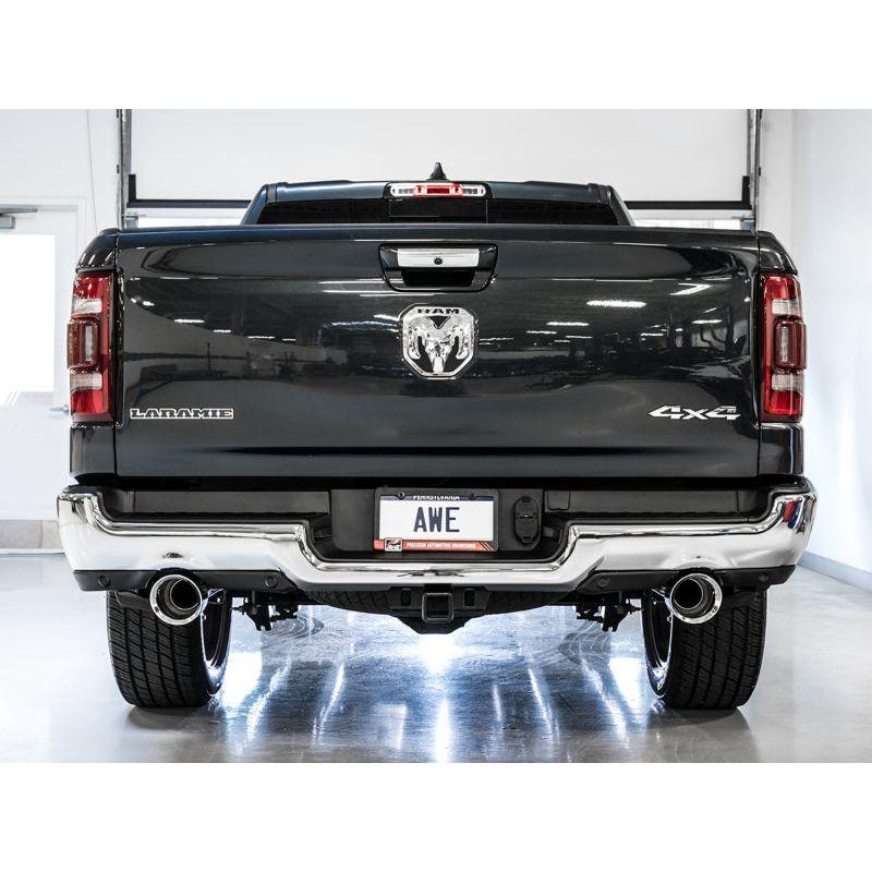 AWE Tuning 19-21 RAM 1500 5.7L (w/Cutouts) 0FG Dual Rear Exit Cat-Back Exhaust - Chrome Silver Tips - NP Motorsports