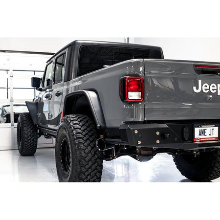 AWE Tuning 20-21 Jeep Gladiator JT 3.6L Tread Edition Cat-Back Dual Exhaust - Diamond Black Tip - NP Motorsports