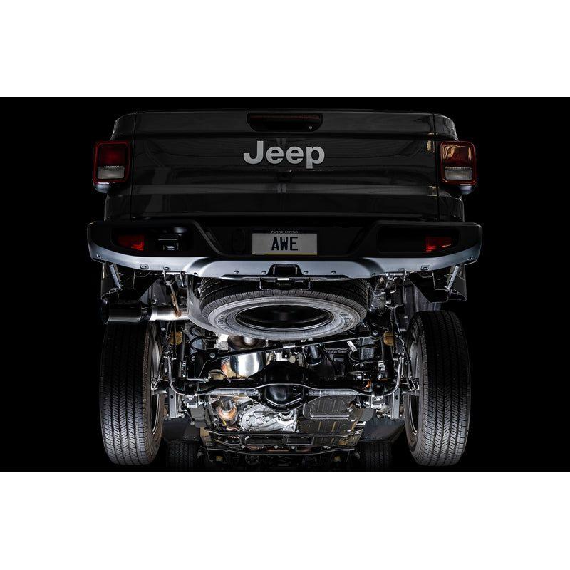AWE Tuning 20-21 Jeep Gladiator JT 3.6L Tread Edition Cat-Back Single Side Exhaust - Diamond Blk Ti - NP Motorsports