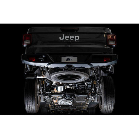 AWE Tuning 20-21 Jeep Gladiator JT 3.6L Tread Edition Cat-Back Single Side Exhaust - Diamond Blk Ti - NP Motorsports