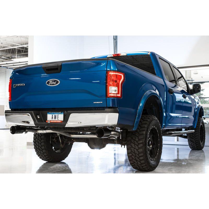 AWE Tuning 2015+ Ford F-150 0FG Dual Exit Performance Exhaust System w/5in Diamond Black Tips - NP Motorsports