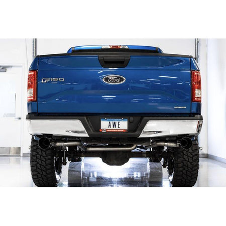 AWE Tuning 2015+ Ford F-150 0FG Dual Exit Performance Exhaust System w/5in Diamond Black Tips - NP Motorsports