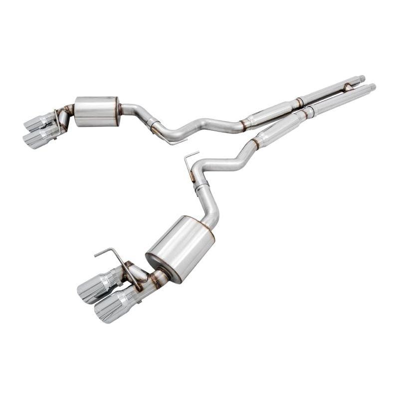 AWE Tuning 2018+ Ford Mustang GT (S550) Cat-back Exhaust - Touring Edition (Quad Chrome Silver Tips) - NP Motorsports