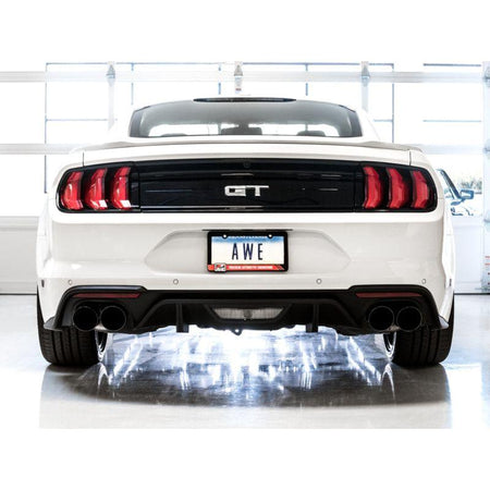 AWE Tuning 2018+ Ford Mustang GT (S550) Cat-back Exhaust - Touring Edition (Quad Diamond Black Tips) - NP Motorsports