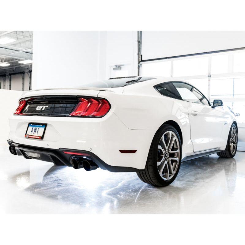 AWE Tuning 2018+ Ford Mustang GT (S550) Cat-back Exhaust - Touring Edition (Quad Diamond Black Tips) - NP Motorsports