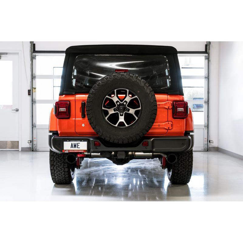 AWE Tuning 2018+ Jeep Wrangler JL/JLU Tread Edition Axle-Back Dual Exhaust - Diamond Black Tips - NP Motorsports