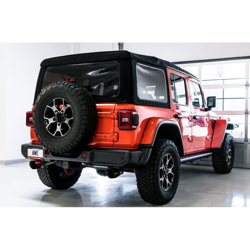 AWE Tuning 2018+ Jeep Wrangler JL/JLU Tread Edition Axle-Back Dual Exhaust - Diamond Black Tips - NP Motorsports