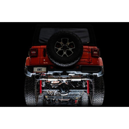 AWE Tuning 2018+ Jeep Wrangler JL/JLU Tread Edition Axle-Back Dual Exhaust - Diamond Black Tips - NP Motorsports