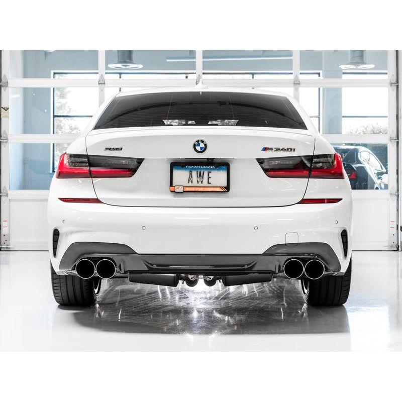 AWE Tuning 2019+ BMW M340i (G20) Non-Resonated Touring Edition Exhaust - Quad Chrome Silver Tips - NP Motorsports