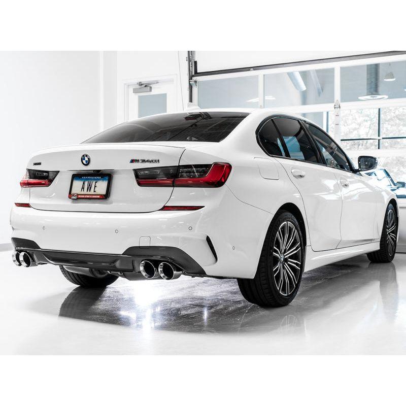AWE Tuning 2019+ BMW M340i (G20) Non-Resonated Touring Edition Exhaust - Quad Chrome Silver Tips - NP Motorsports