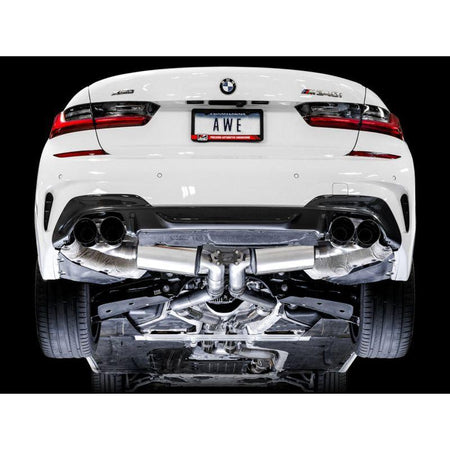 AWE Tuning 2019+ BMW M340i (G20) Non-Resonated Touring Edition Exhaust - Quad Diamond Black Tips - NP Motorsports