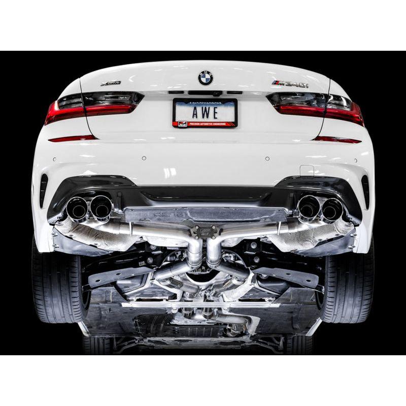 AWE Tuning 2019+ BMW M340i (G20) Track Edition Exhaust - Quad Chrome Silver Tips - NP Motorsports