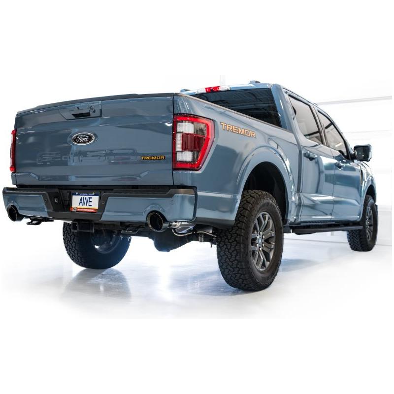 AWE Tuning 2021+ Ford F-150 Tremor (w/ Bumper Cutouts) 0FG Non-Resonated Catback -Diamond Black Tips - NP Motorsports