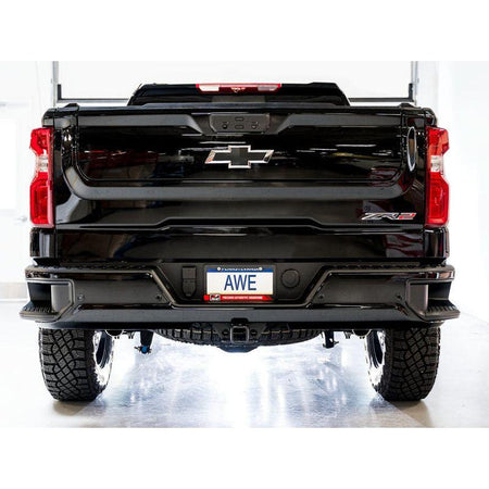 AWE Tuning 22-23 GMC Sierra 1500 AT4X 6.2L 0FG Catback Split Dual (Flat Bumper) - Bashguard(No Tips) - NP Motorsports