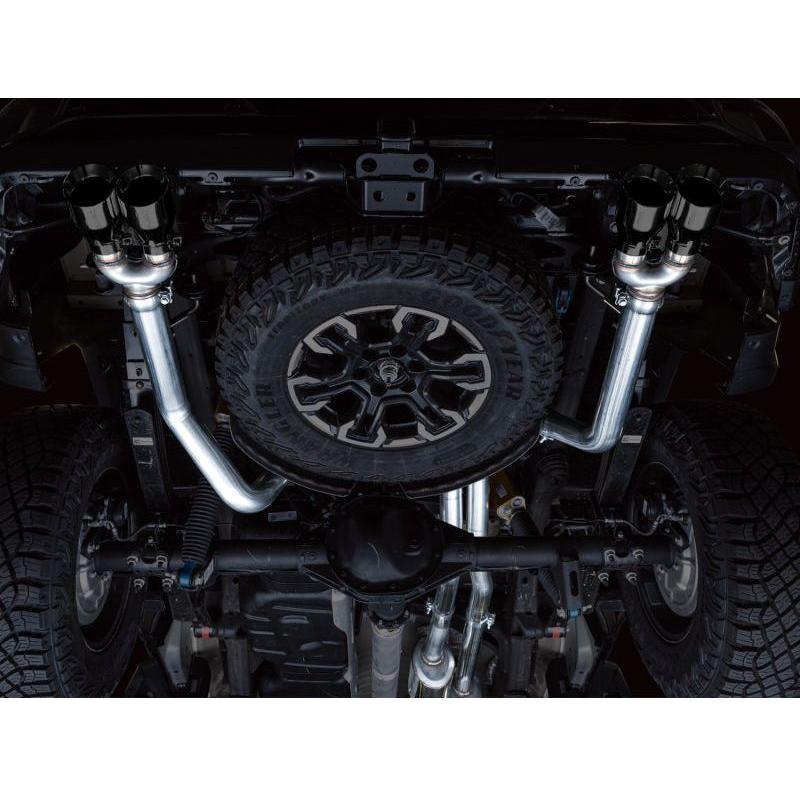 AWE Tuning 22-23 GMC Sierra 1500 AT4X 6.2L 0FG Catback Split Dual (Flat Bumper) - Diamond Black Tips - NP Motorsports