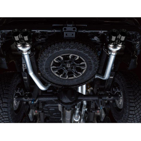AWE Tuning 22-23 GMC Sierra 1500 AT4X 6.2L 0FG Catback Split Dual (Flat Bumper) - Diamond Black Tips - NP Motorsports