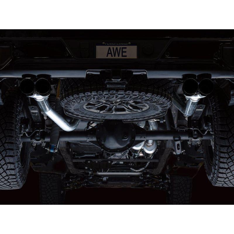 AWE Tuning 22-23 GMC Sierra 1500 AT4X 6.2L 0FG Catback Split Dual (Flat Bumper) - Diamond Black Tips - NP Motorsports