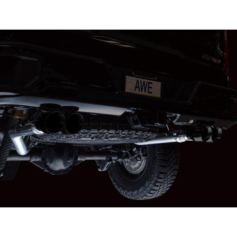 AWE Tuning 22-23 GMC Sierra 1500 AT4X 6.2L 0FG Catback Split Dual (Flat Bumper) - Diamond Black Tips - NP Motorsports