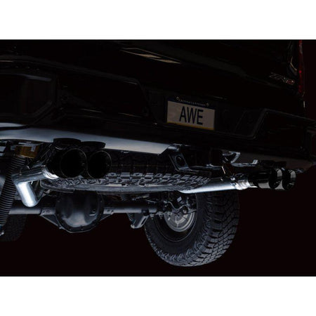 AWE Tuning 22-23 GMC Sierra 1500 AT4X 6.2L 0FG Catback Split Dual (Flat Bumper) - Diamond Black Tips - NP Motorsports