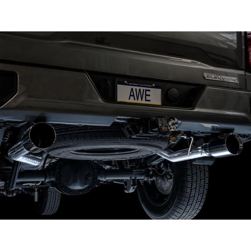 AWE Tuning 4th Gen GM 1500 5.3L 0FG Catback Split Rear Exit (Flat Bumper) - Dual Diamond Tips - NP Motorsports