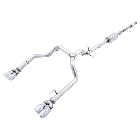 AWE Tuning 4th Gen GM 1500 5.3L 0FG Catback Split Rear Exit (w/ Bumper Cutouts) - Quad Chrome Tips - NP Motorsports