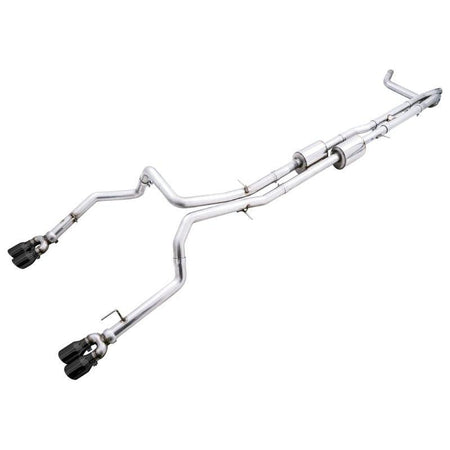 AWE Tuning 4th Gen GM 1500 6.2L 0FG Catback Split Rear Exit (w/ Bumper Cutouts) - Quad Diamond Tips - NP Motorsports