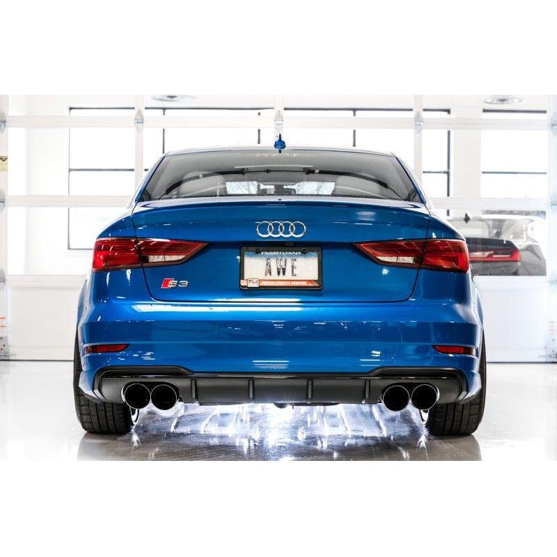 AWE Tuning Audi 8V S3 Track Edition Exhaust w/Chrome Silver Tips 102mm - NP Motorsports