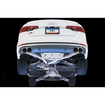 AWE Tuning Audi B9 S4 Track Edition Exhaust - Non-Resonated (Black 102mm Tips) - NP Motorsports