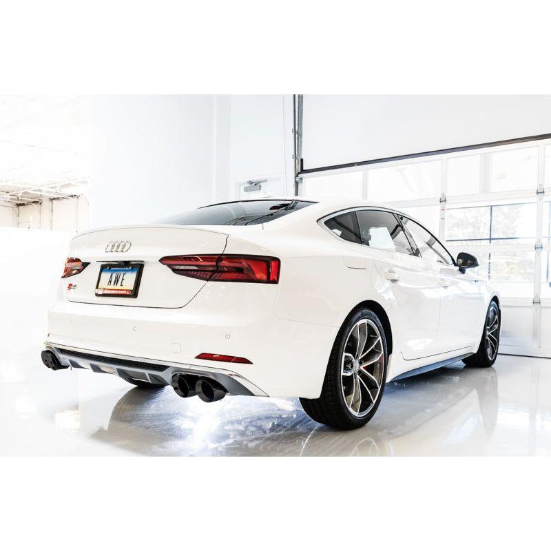 AWE Tuning Audi B9 S4 Track Edition Exhaust - Non-Resonated (Black 102mm Tips) - NP Motorsports