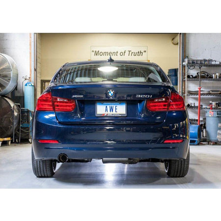 AWE Tuning BMW F30 320i Touring Exhaust w/Performance Mid Pipe - Diamond Black Tip (90mm) - NP Motorsports