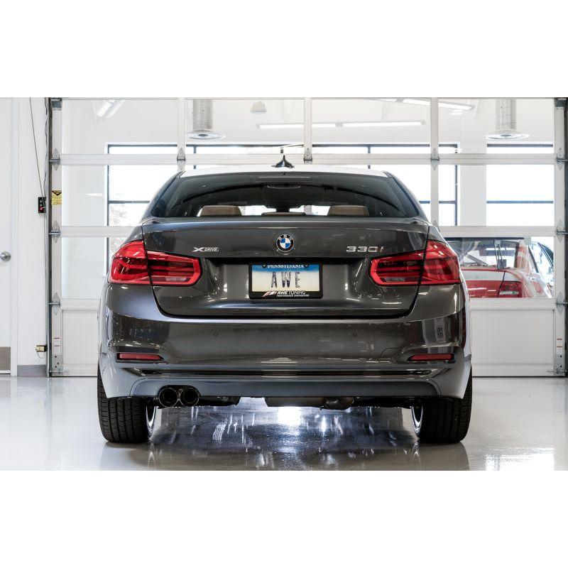 AWE Tuning BMW F3X 28i / 30i Touring Edition Axle-Back Exhaust Single Side - 80mm Black Tips - NP Motorsports