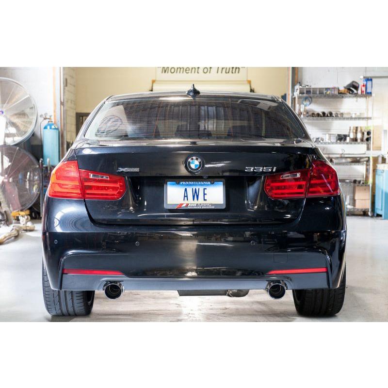 AWE Tuning BMW F3X 335i/435i Touring Edition Axle-Back Exhaust - Diamond Black Tips (90mm) - NP Motorsports