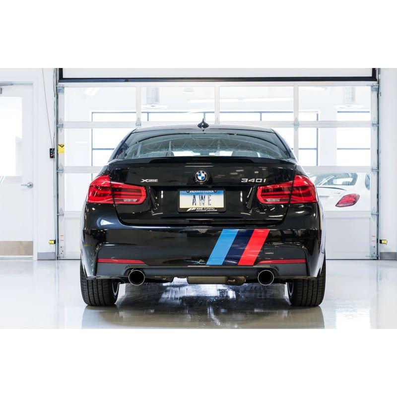 AWE Tuning BMW F3X 340i Touring Edition Axle-Back Exhaust - Chrome Silver Tips (102mm) - NP Motorsports