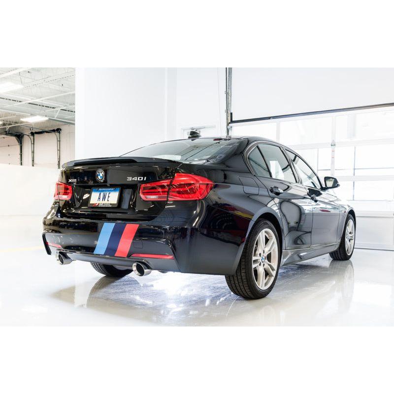 AWE Tuning BMW F3X 340i Touring Edition Axle-Back Exhaust - Diamond Black Tips (102mm) - NP Motorsports