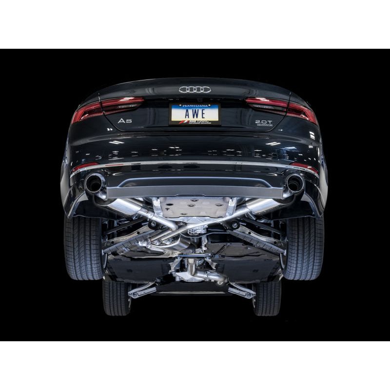 AWE Tuning Audi B9 A5 Touring Edition Exhaust Dual Outlet - Chrome Silver Tips (Includes DP)