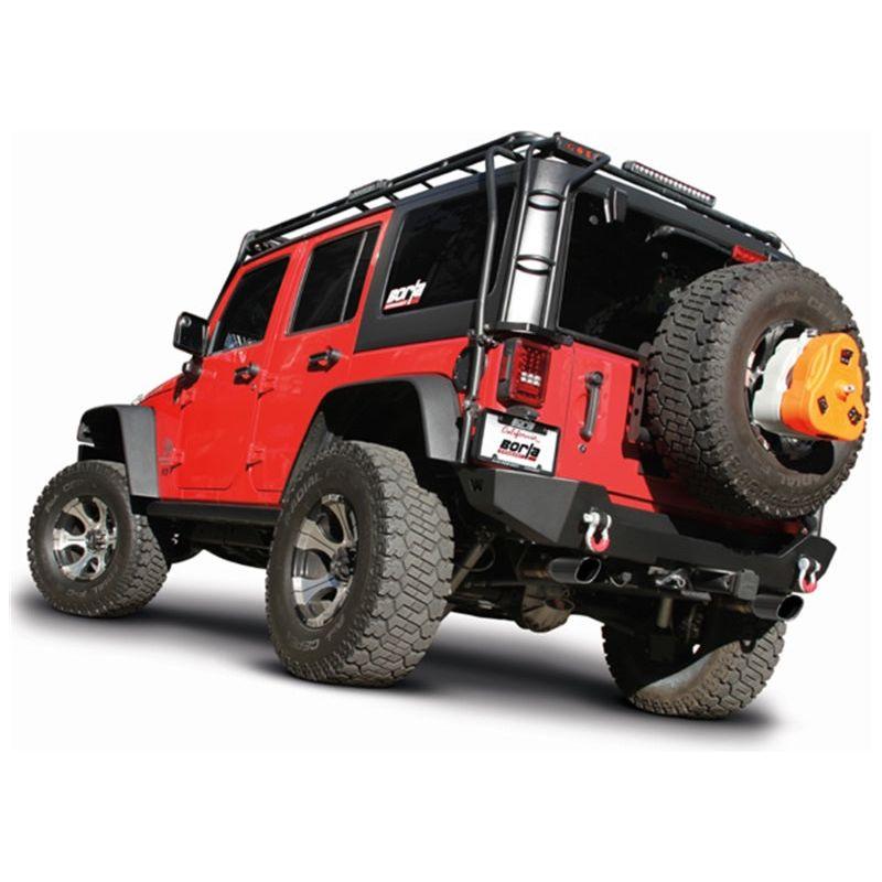 Borla 12-16 Jeep Wrangler 3.6L AT/MT 4DR 4WD S SQ RL AC SR 2.5in 2in TIP 3.5inx3.28in Black Chrome - NP Motorsports