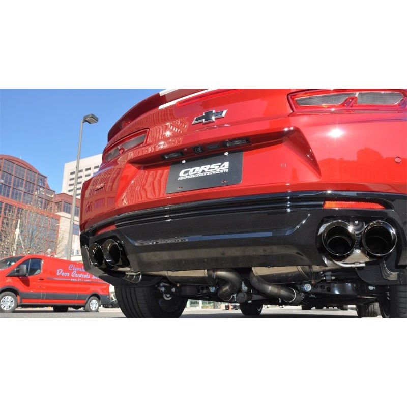 Corsa 16-18 Chevy Camaro SS 6.2L Xtreme+ 2.75in Cat-Back Dual Rear Exit w/ Twin 4in Black PVD Tips - NP Motorsports