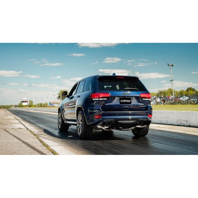 Corsa 18-20 Jeep Grand Cherokee TrackHawk 6.2L Sport Cat-Back Dual Rear Exit w/4.5in Black Tips - NP Motorsports